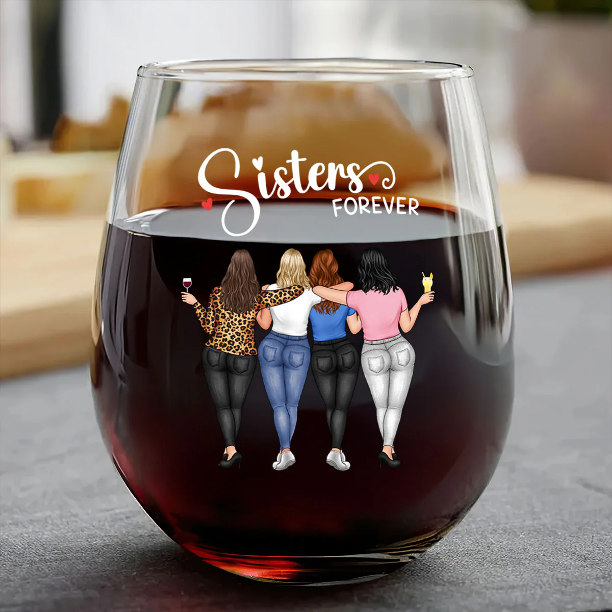 Sisters Forever - Personalized Stemless Wine Glass