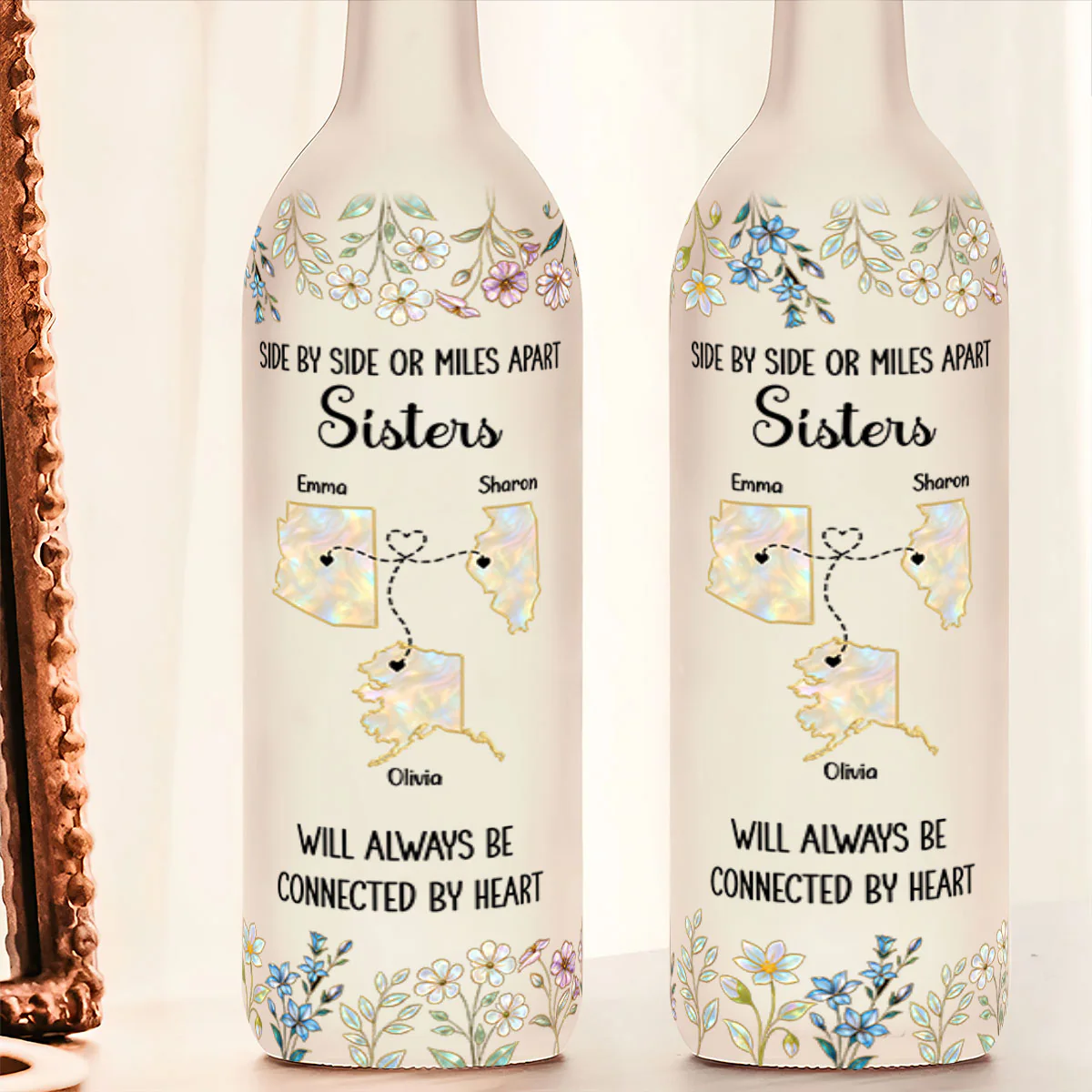 Sisters Will Always Be Connected By Heart - Personalized Bottle Lamp - Image 4