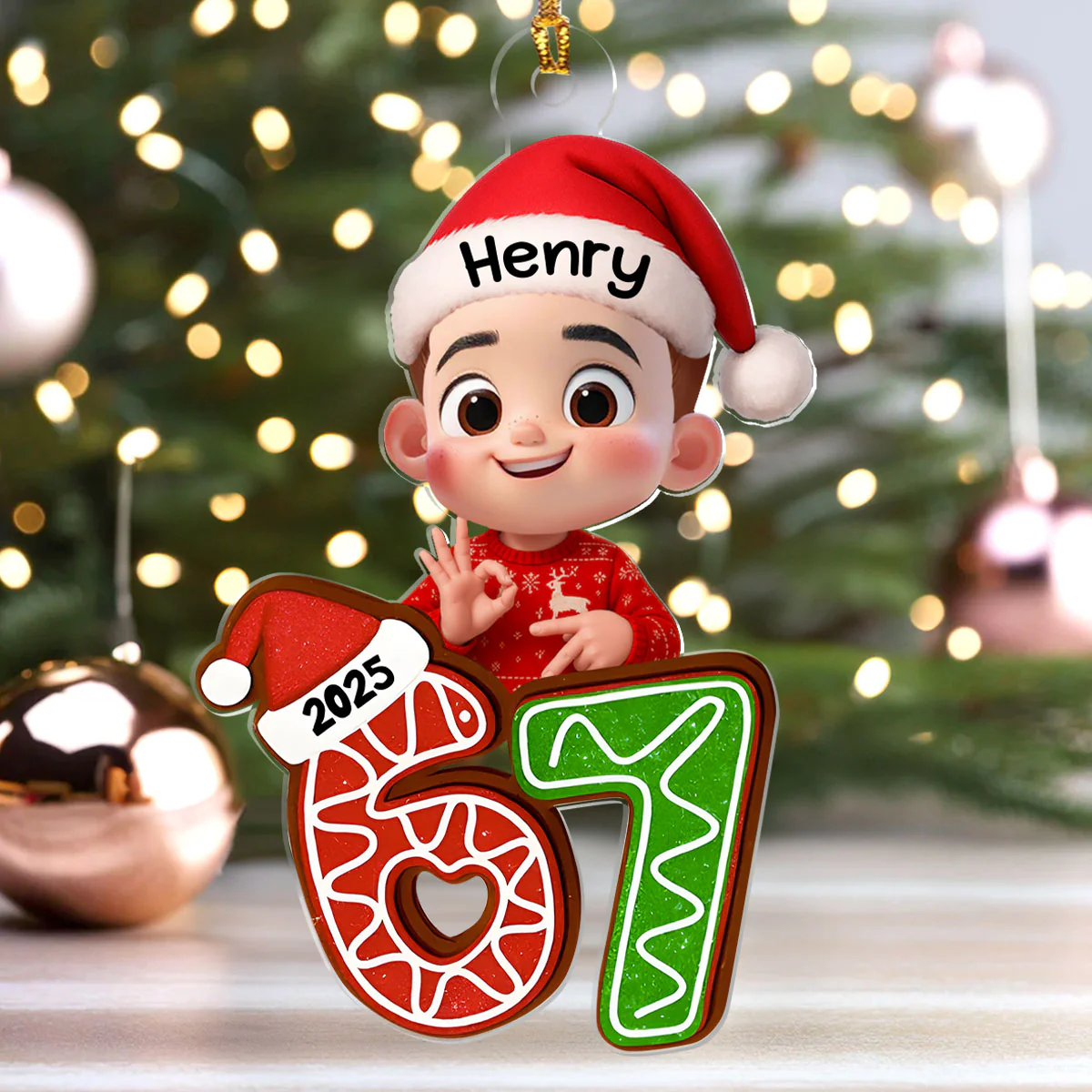 Six Seven 67 Kids Slang - Personalized 1-Layer Acrylic Ornament - Image 4