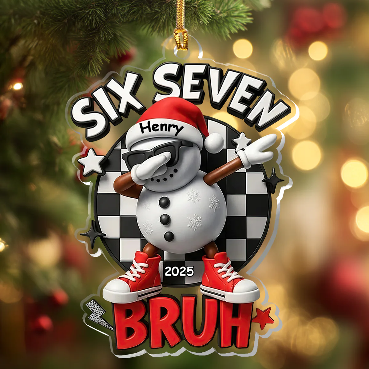 Six Seven Bruh Snowman - Personalized 1-Layer Acrylic Ornament - Image 4