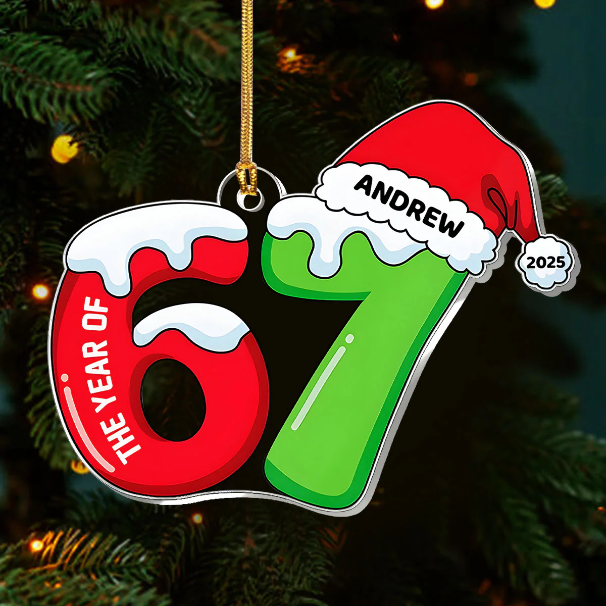 Six Seven Funny Teen Grandkid Gift - Personalized 1-Layer Acrylic Ornament - Image 3