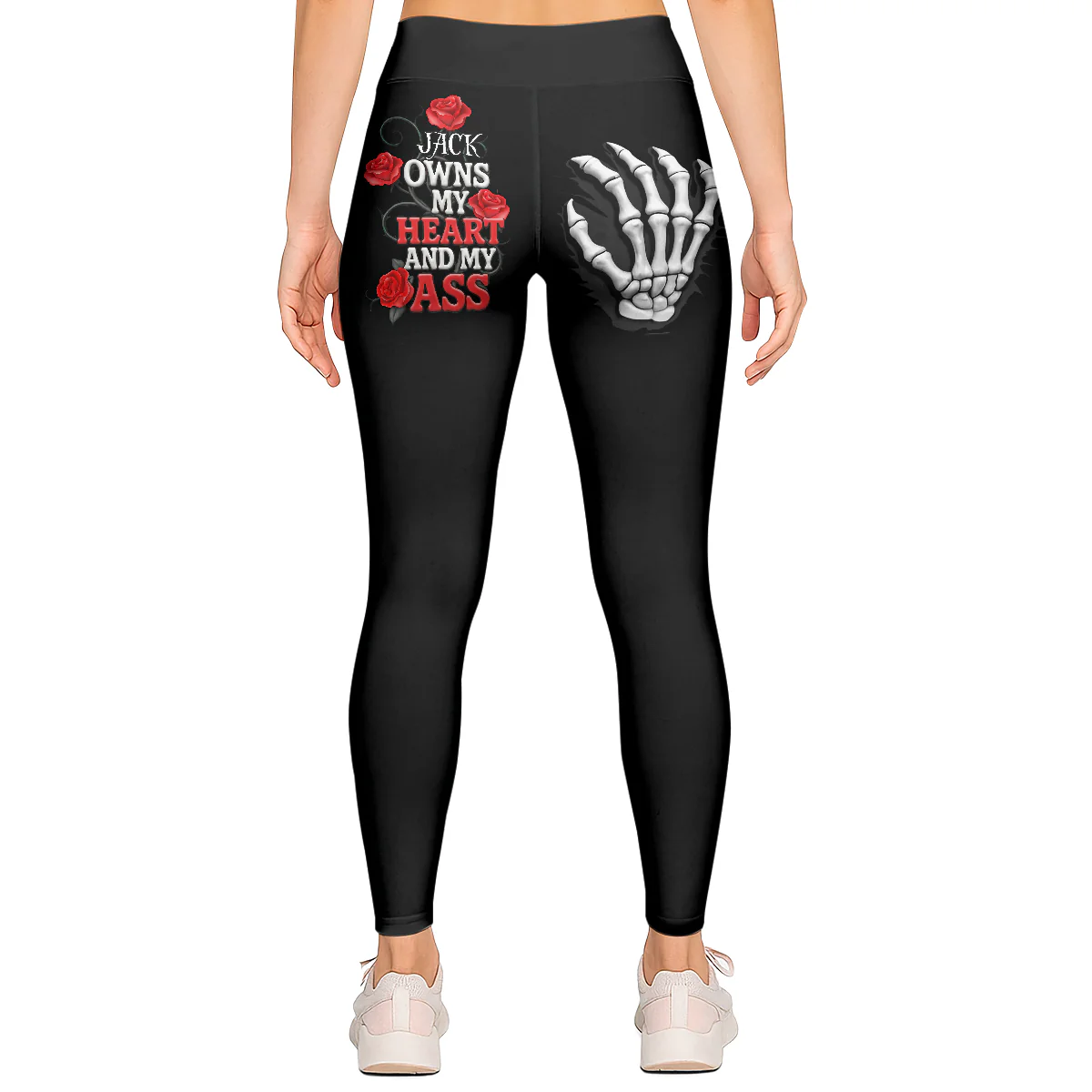 Skeleton Hand He Owns My Heart And My Ass - Personalized Leggings - Image 2