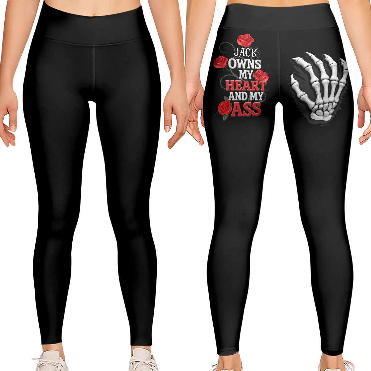 Skeleton Hand He Owns My Heart And My Ass - Personalized Leggings - Image 5