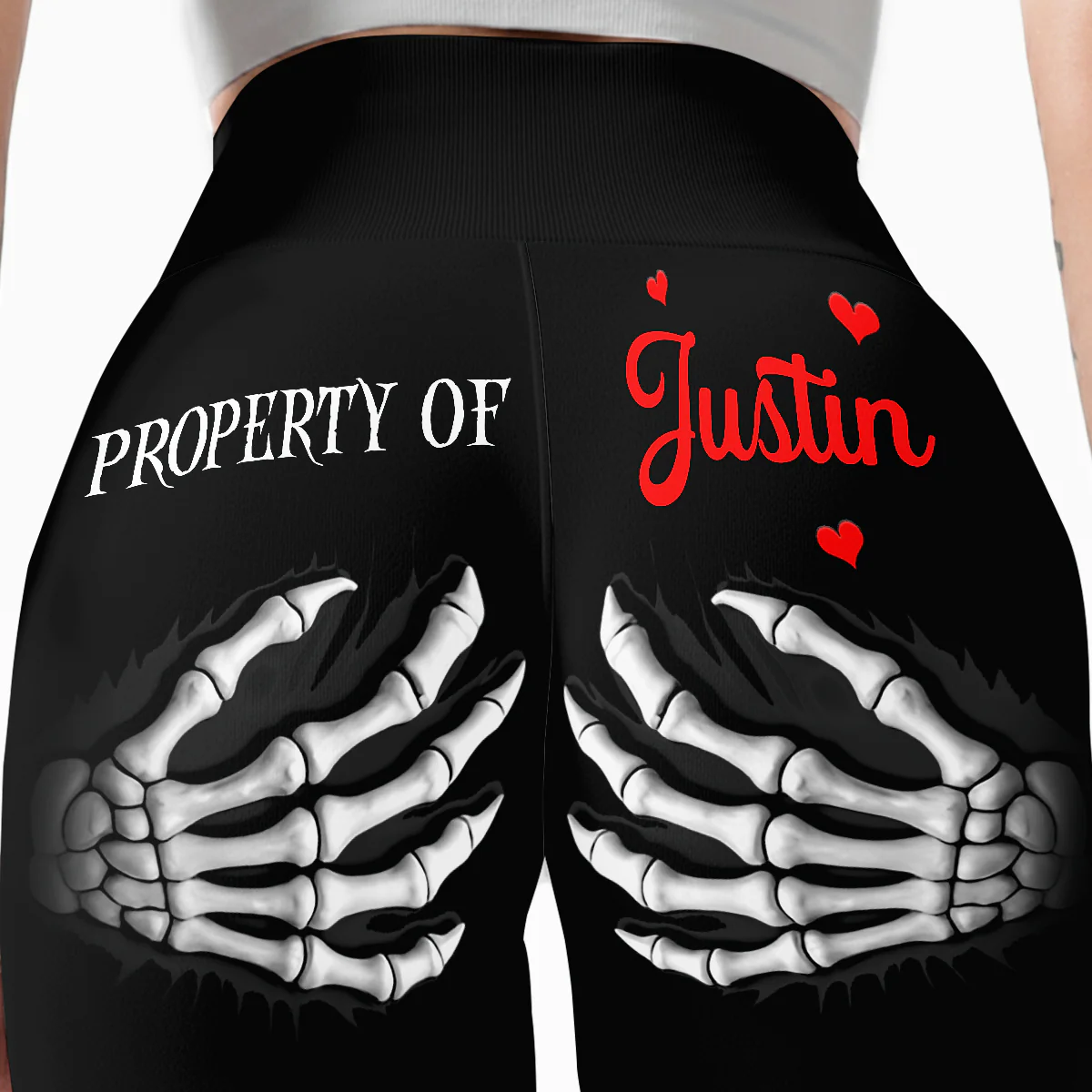 Skeleton Hand Property Of - Personalized Leggings