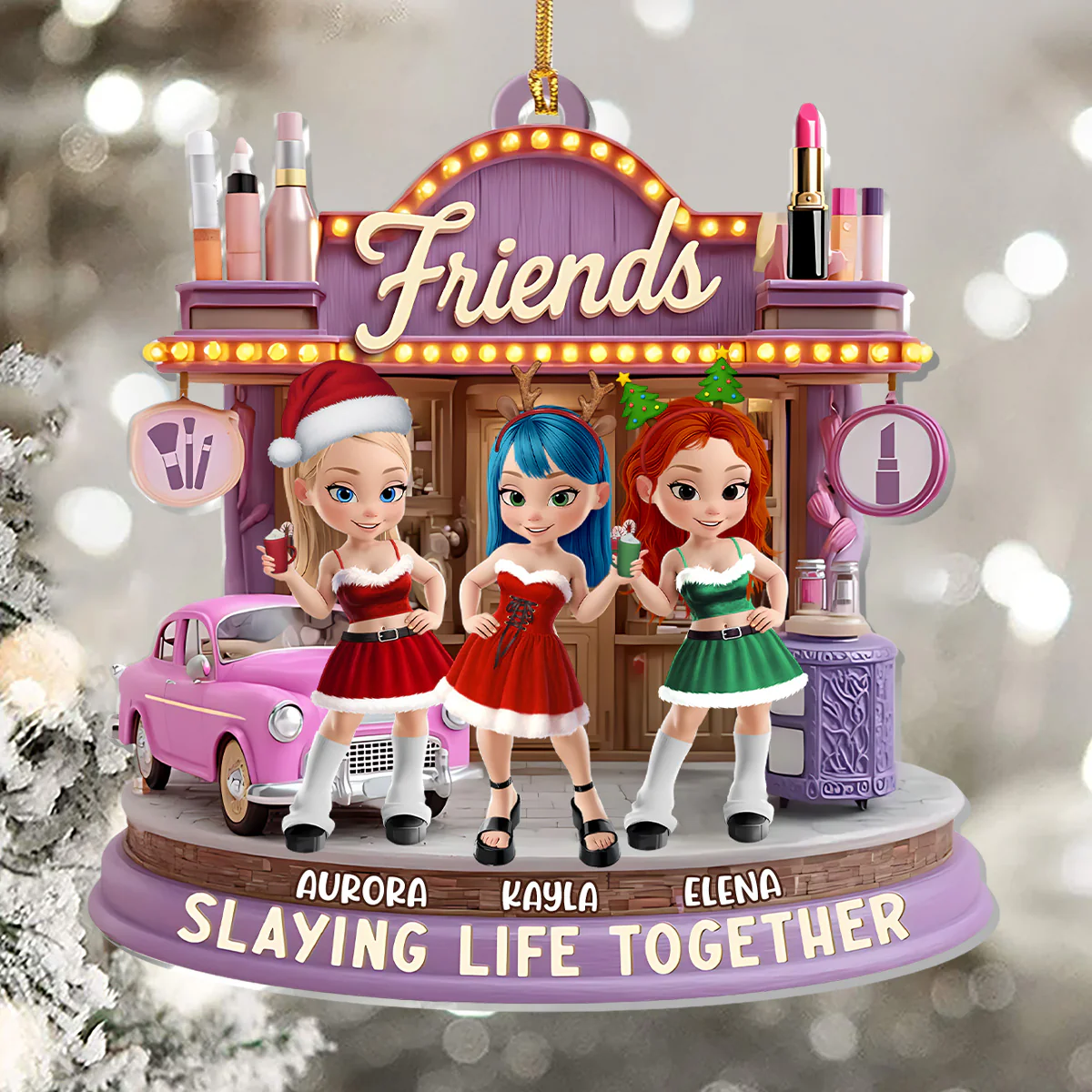 Slaying Life Together - Personalized 1-Layer Acrylic Ornament - Image 3
