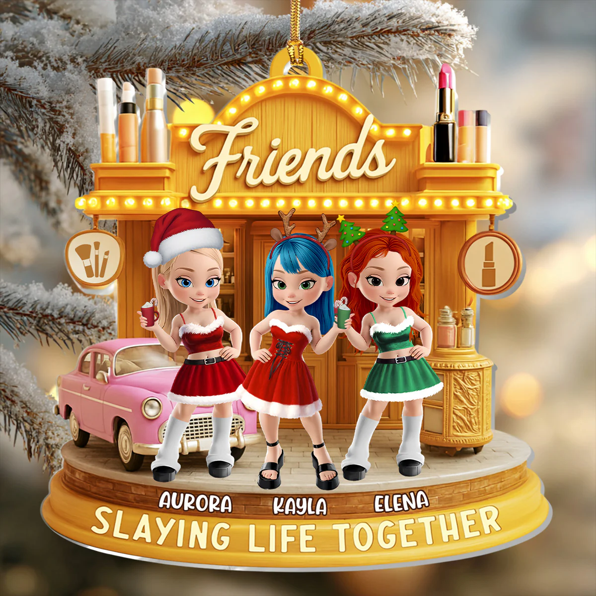 Slaying Life Together - Personalized 1-Layer Acrylic Ornament - Image 4