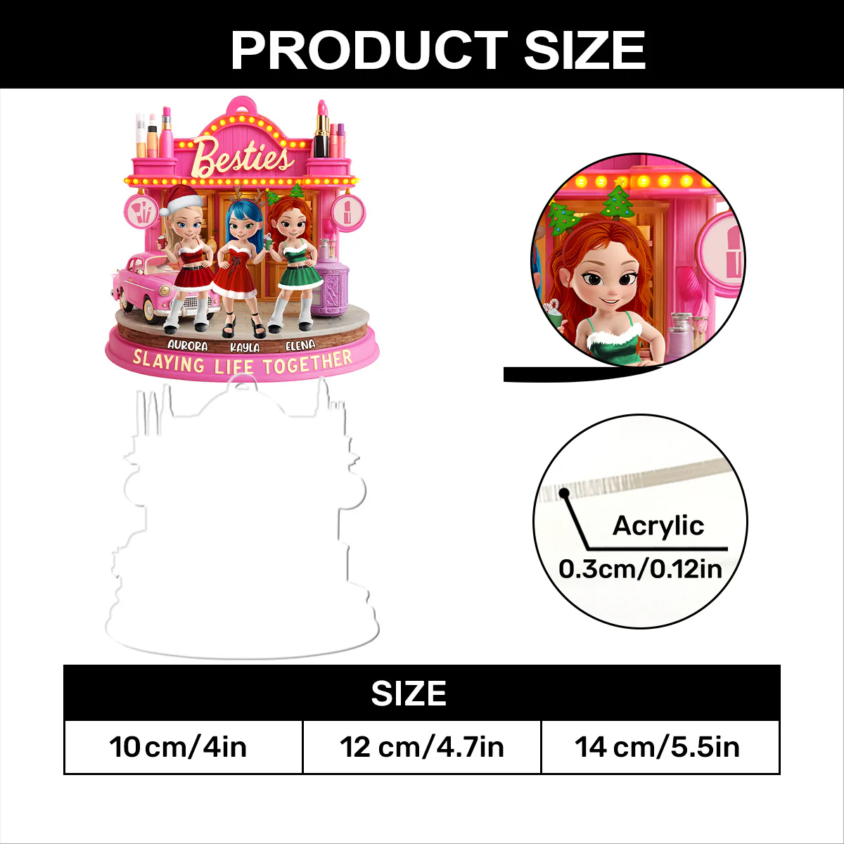 Slaying Life Together - Personalized 1-Layer Acrylic Ornament - Image 7