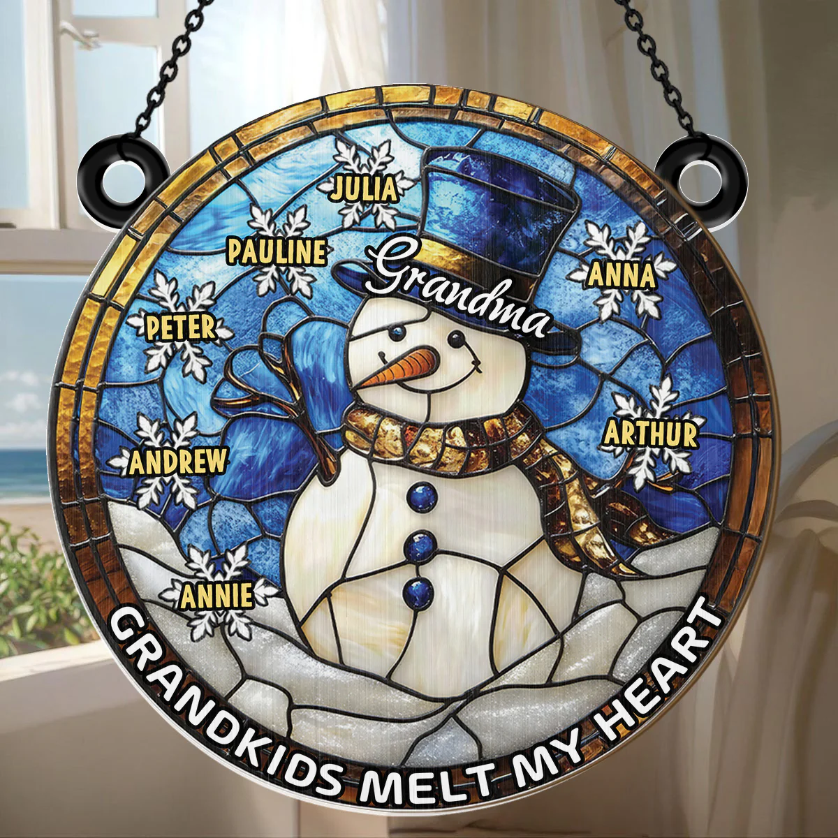 Snow Grandma - Personalized Window Hanging Suncatcher - Image 5