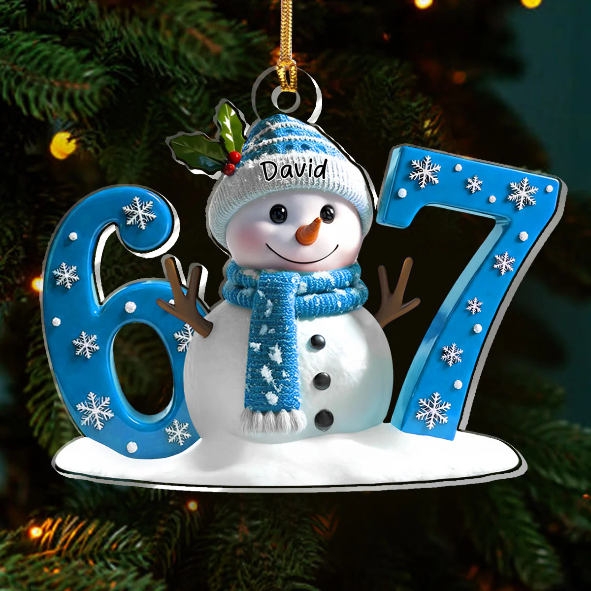 Snowman 67 Christmas Gift For Kids - Personalized 1-Layer Acrylic Ornament - Image 3