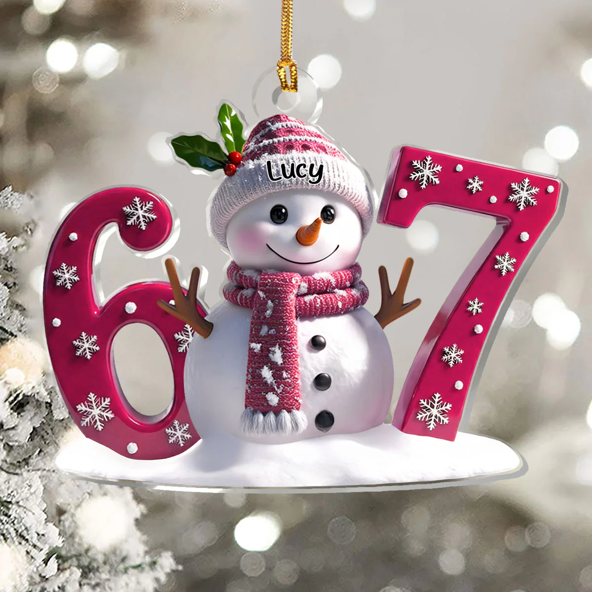 Snowman 67 Christmas Gift For Kids - Personalized 1-Layer Acrylic Ornament - Image 5