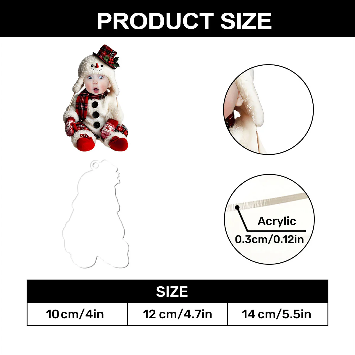 Snowman Baby Custom Photo - Personalized 1-Layer Acrylic Ornament - Image 7