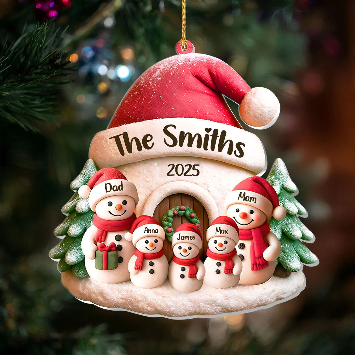 Snowman Family - Personalized 1-Layer Acrylic Ornament