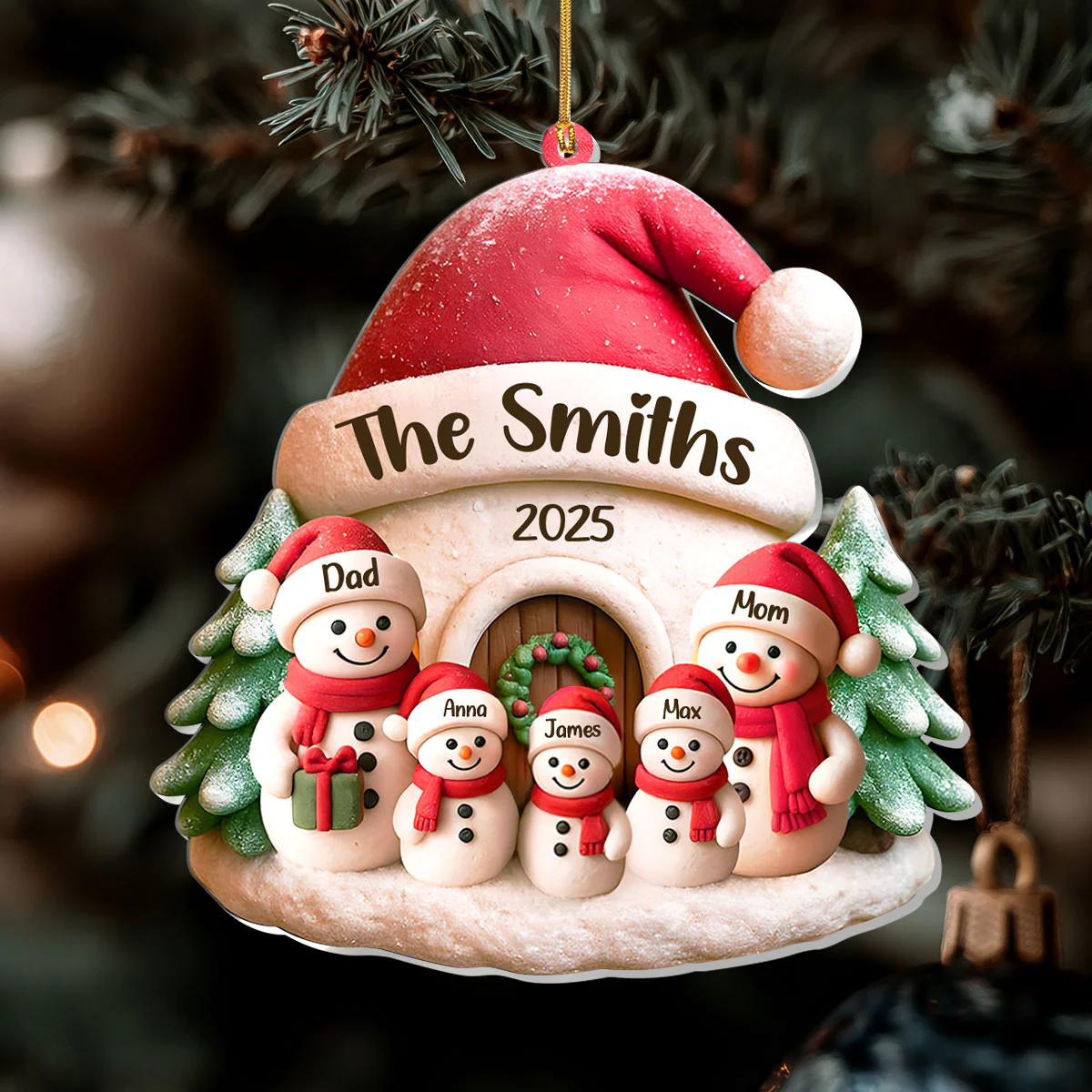 Snowman Family - Personalized 1-Layer Acrylic Ornament - Image 6