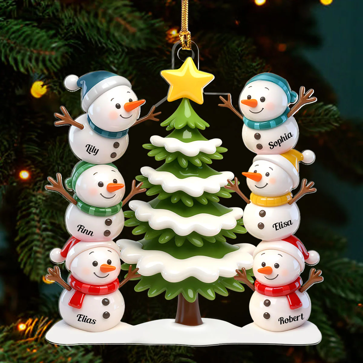 Snowman Grandkids Stack - Personalized 1-Layer Acrylic Ornament - Image 4