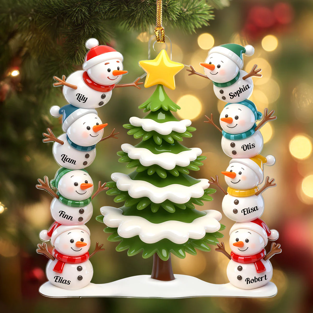 Snowman Grandkids Stack - Personalized 1-Layer Acrylic Ornament - Image 5