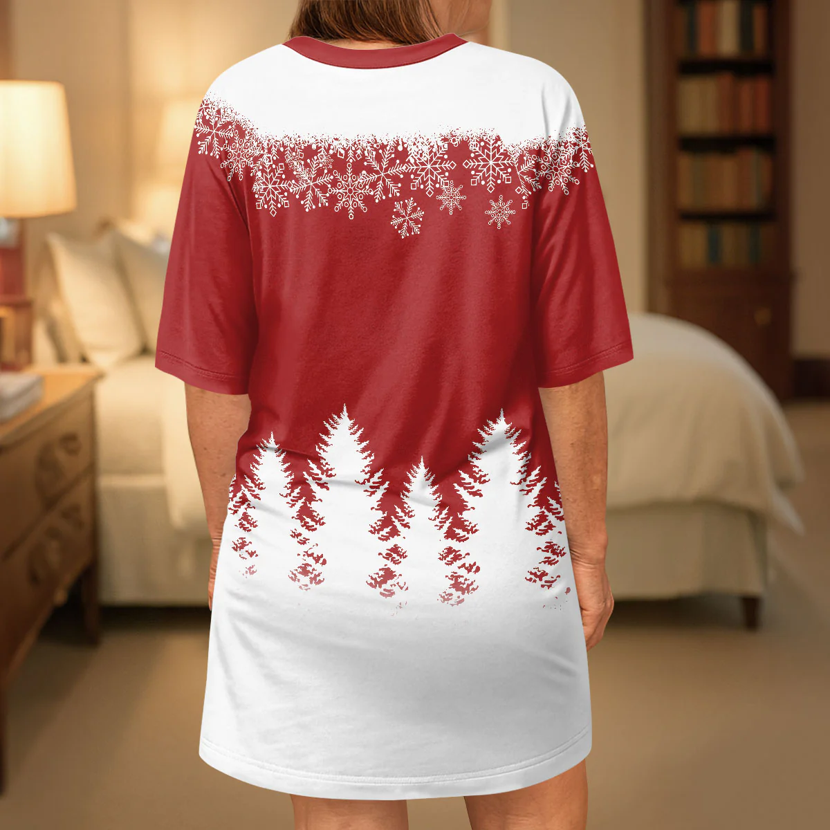 Snowman Grandma And Grandkids - Personalized Sleep Tee - Image 3