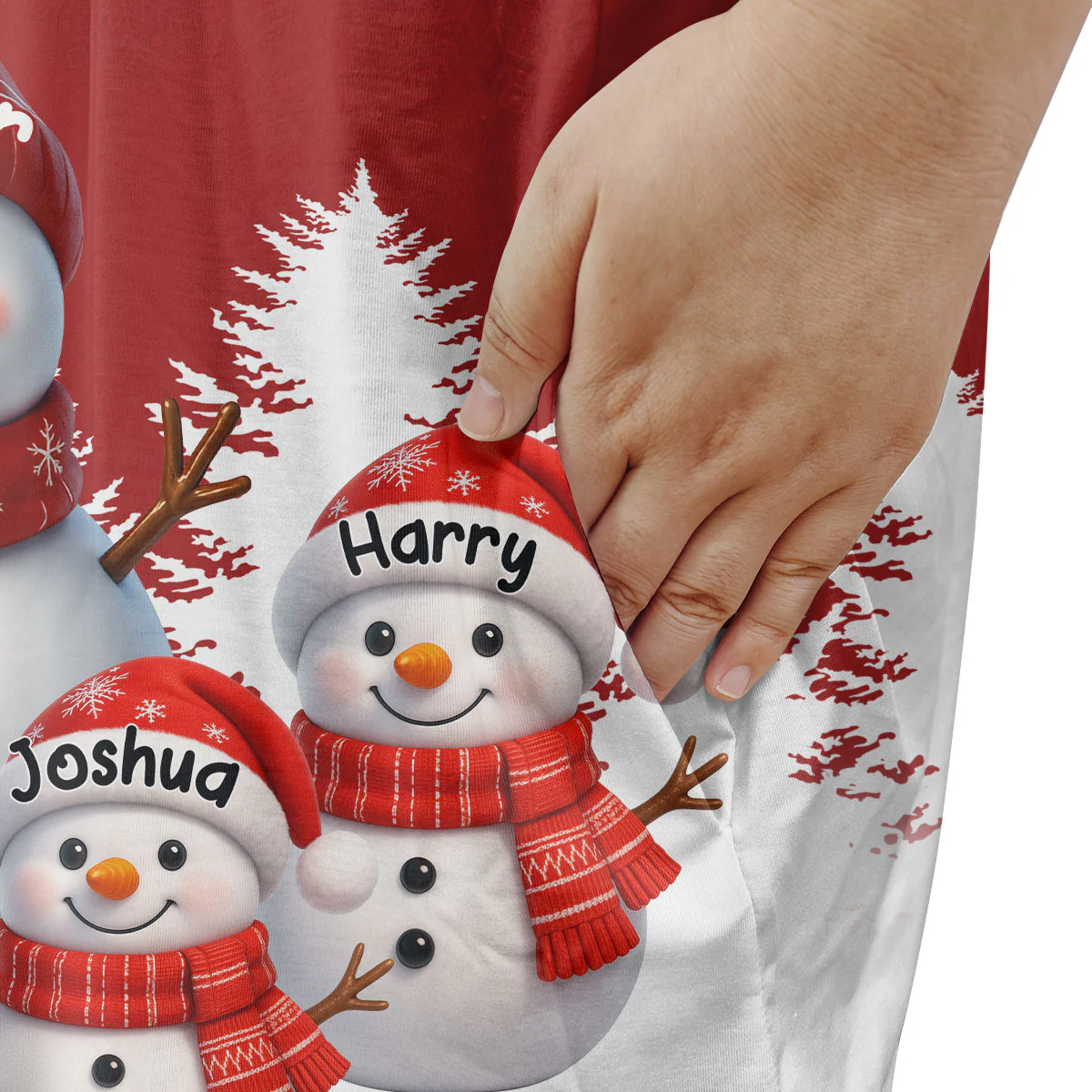 Snowman Grandma And Grandkids - Personalized Sleep Tee - Image 4