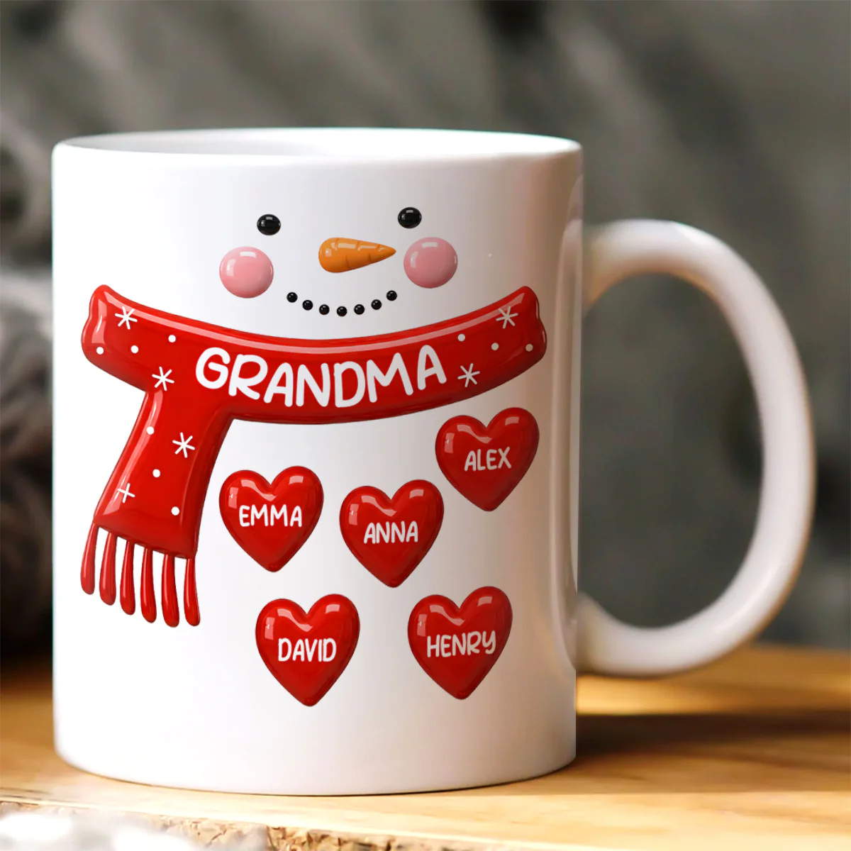 Snowman Grandma Grandpa - Personalized Ceramic Coffee Mug