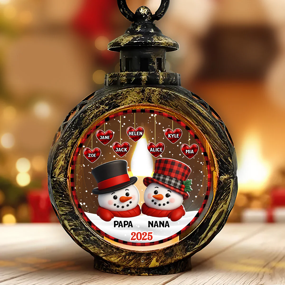 Snowman Grandparents - Personalized Lantern Night Light