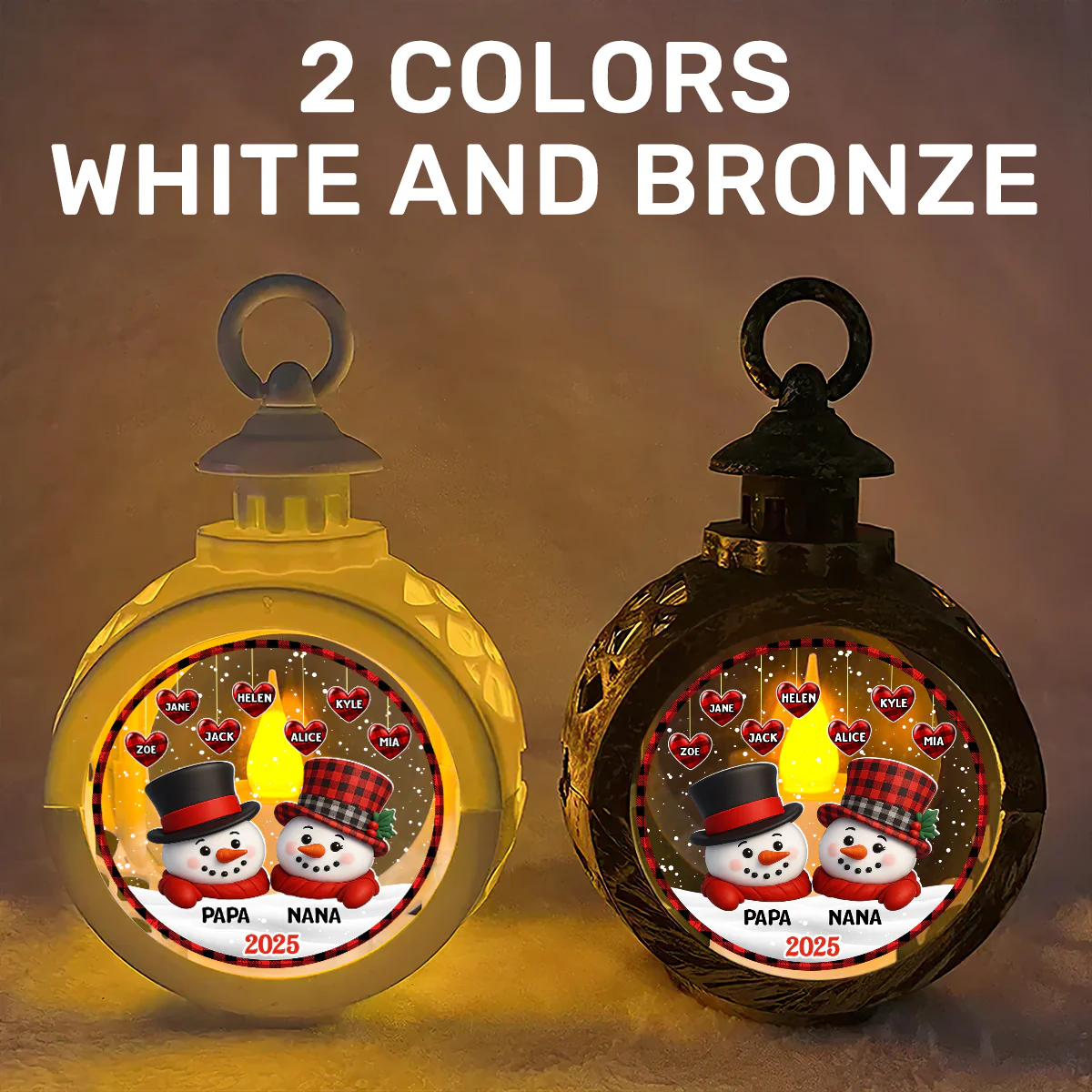 Snowman Grandparents - Personalized Lantern Night Light - Image 6