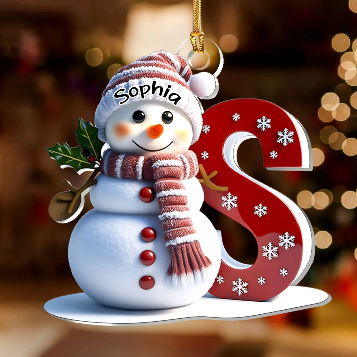 Snowman Merry Christmas - Personalized 1-Layer Acrylic Ornament - Image 2