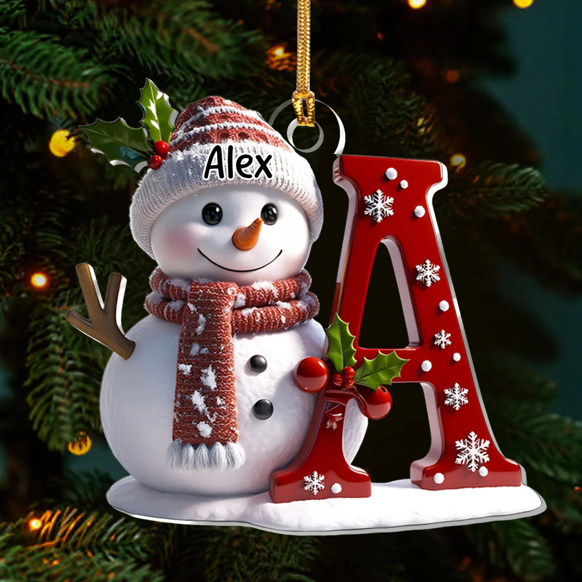 Snowman Merry Christmas - Personalized 1-Layer Acrylic Ornament - Image 3