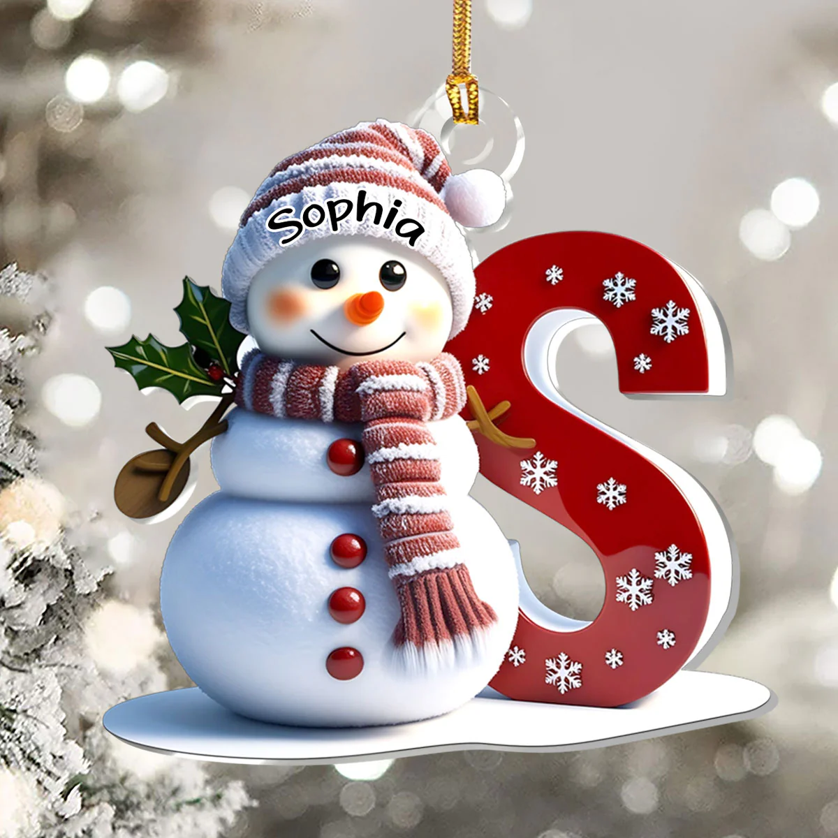 Snowman Merry Christmas - Personalized 1-Layer Acrylic Ornament - Image 5