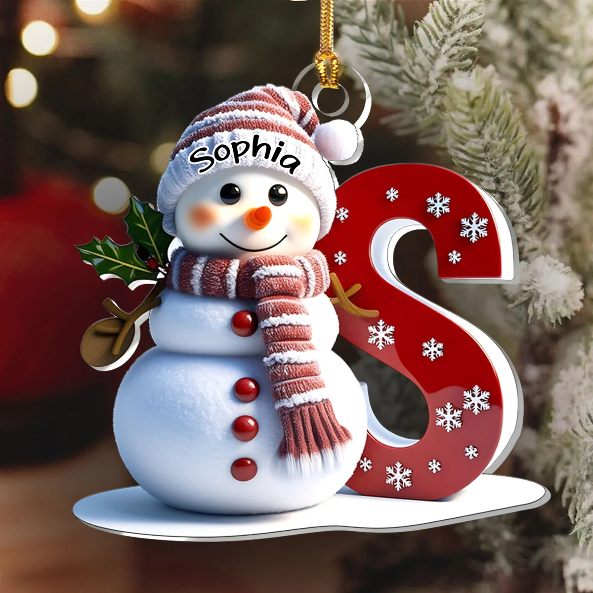 Snowman Merry Christmas - Personalized 1-Layer Acrylic Ornament - Image 6