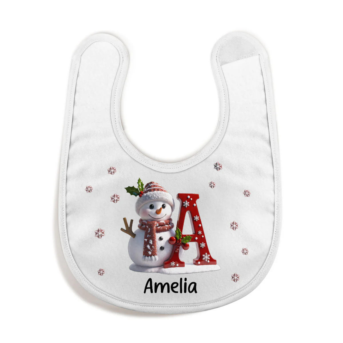 Snowman Merry Christmas - Personalized Baby Bib