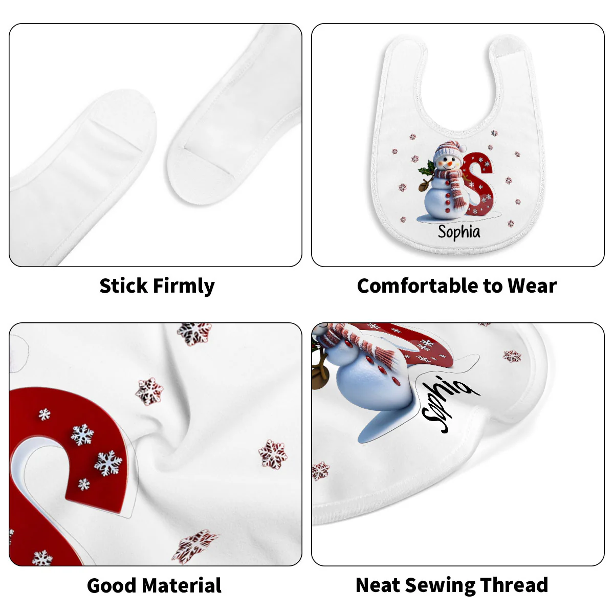 Snowman Merry Christmas - Personalized Baby Bib - Image 5