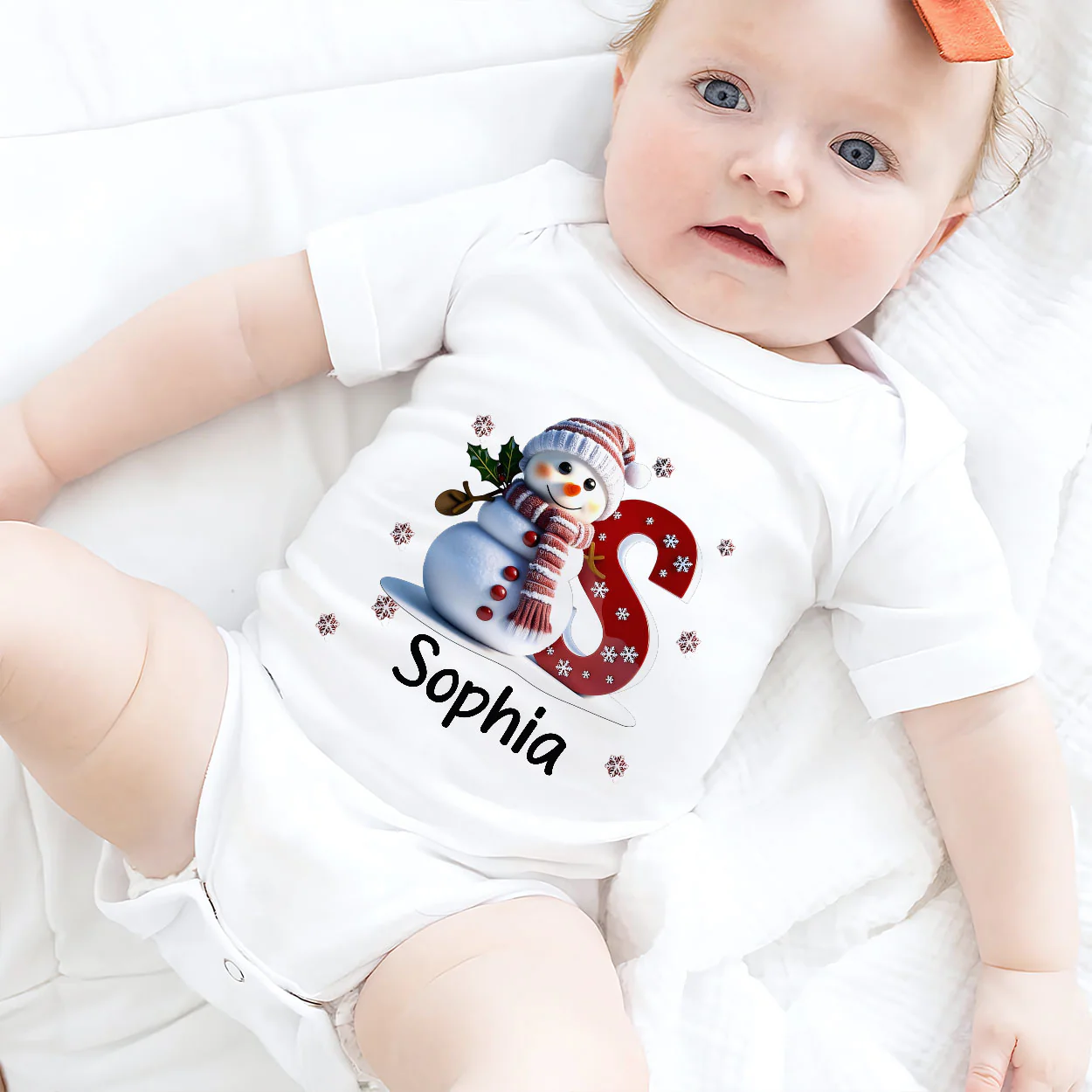 Snowman Merry Christmas - Personalized Baby Onesie - Image 2