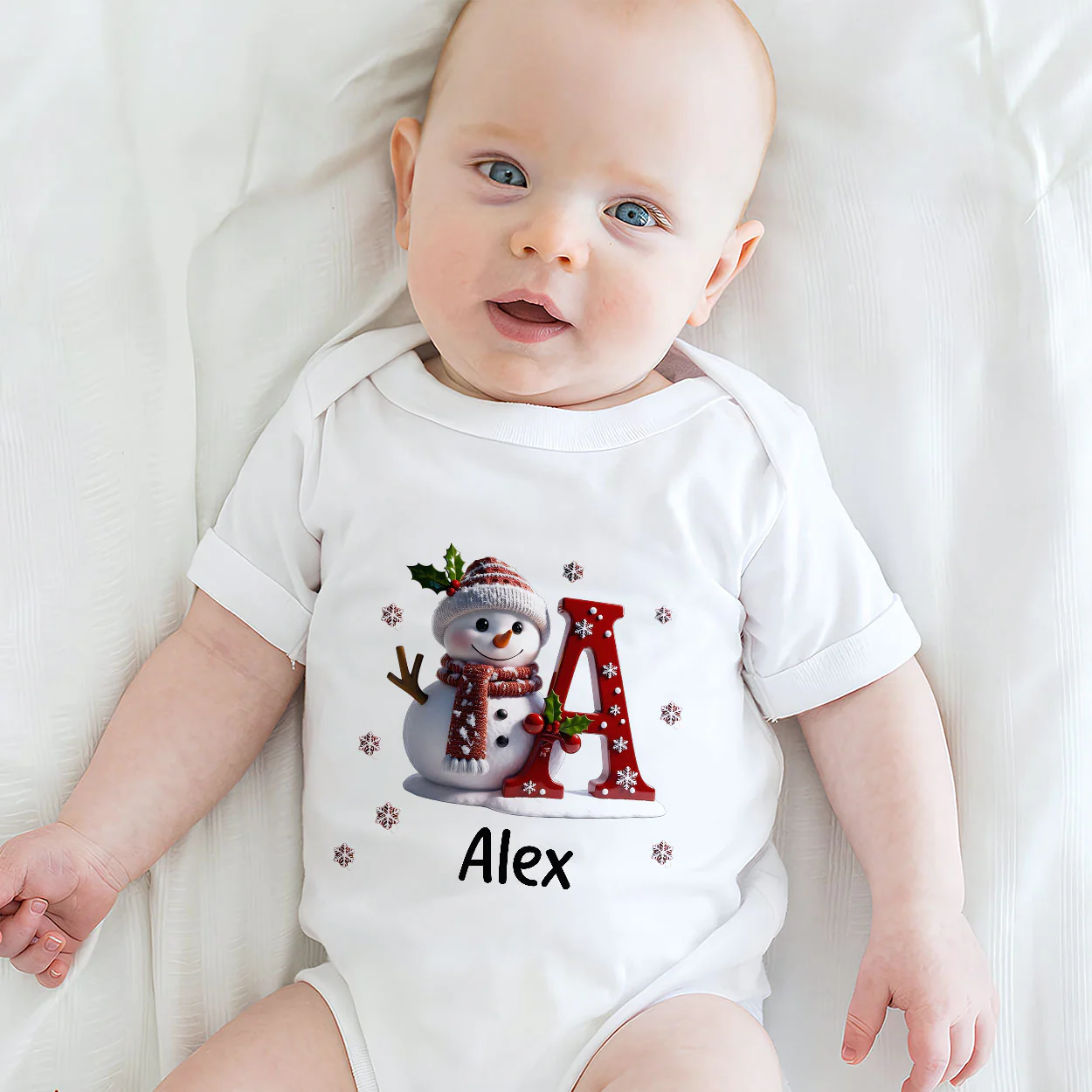 Snowman Merry Christmas - Personalized Baby Onesie - Image 3