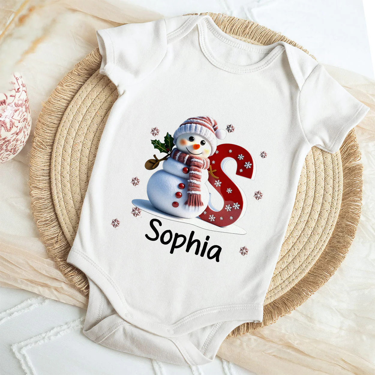 Snowman Merry Christmas - Personalized Baby Onesie - Image 4
