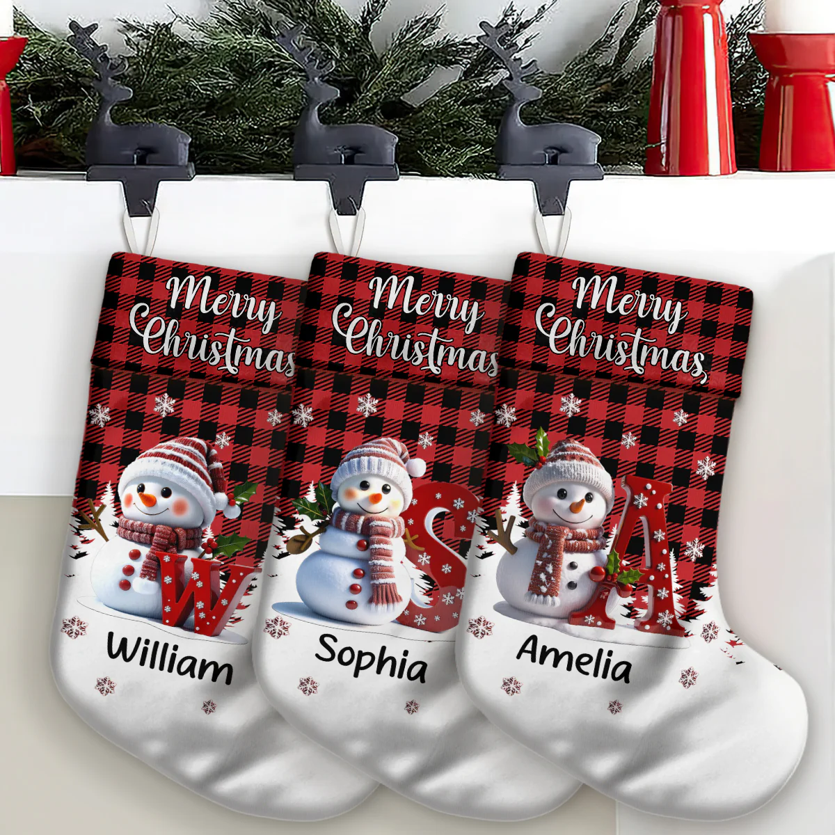 Snowman Merry Christmas  - Personalized Christmas Stocking - Image 4