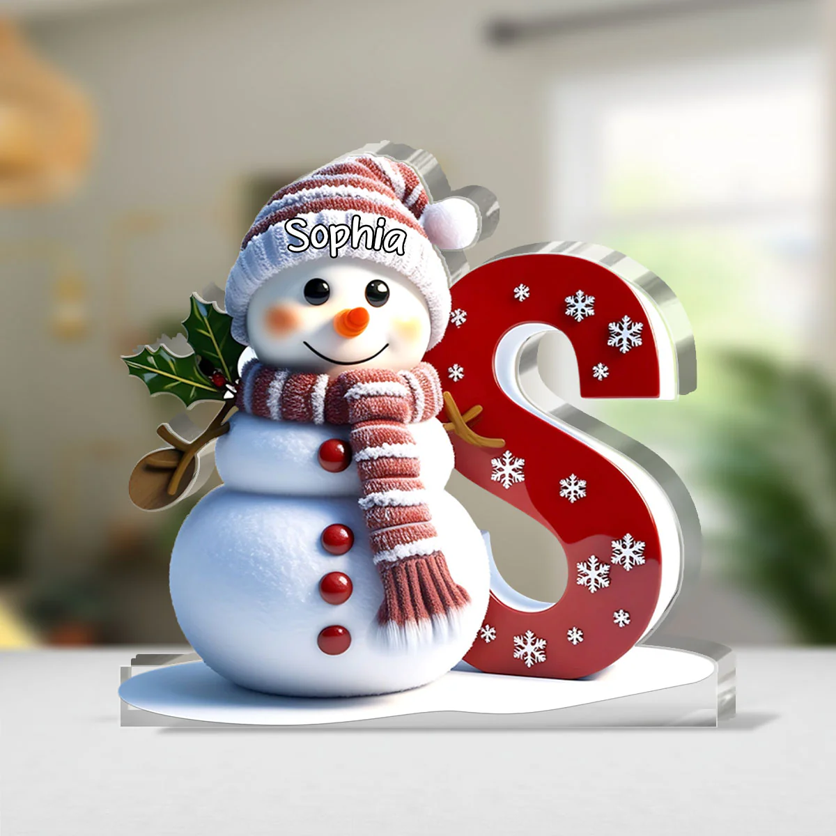 Snowman Merry Christmas - Personalized Custom Shaped Squared Acrylic Plaque - Image 4