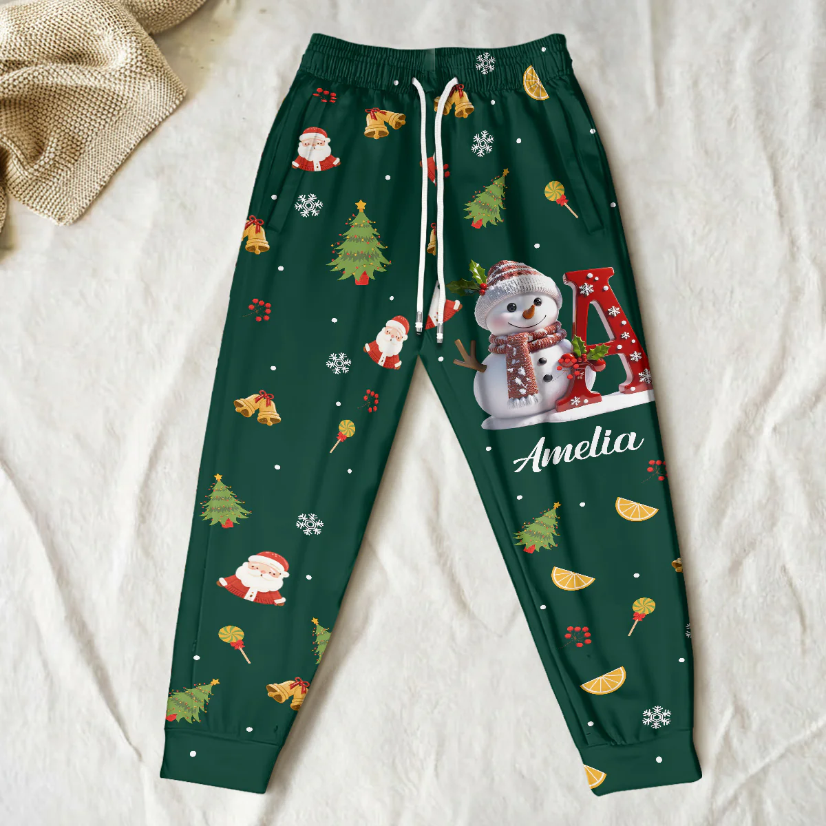 Snowman Merry Christmas - Personalized Kids Sweatpants - Image 3