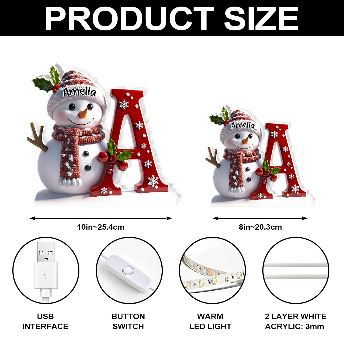 Snowman Merry Christmas - Personalized Light Box - Image 6