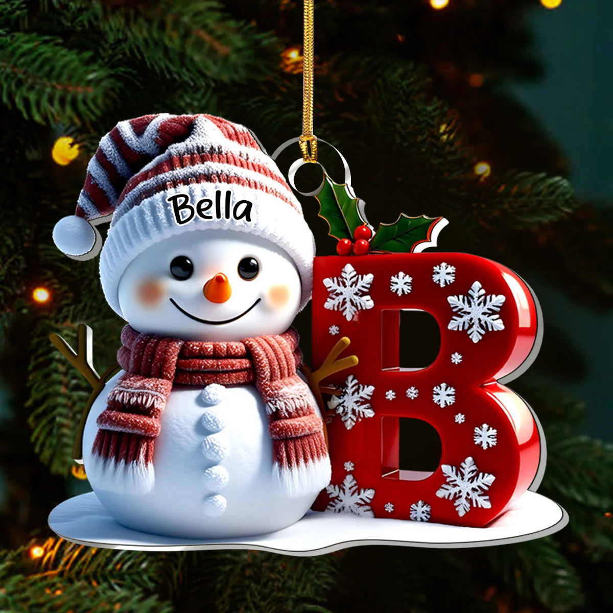 Snowman Merry Christmas Ver 2 - Personalized 1-Layer Acrylic Ornament - Image 3