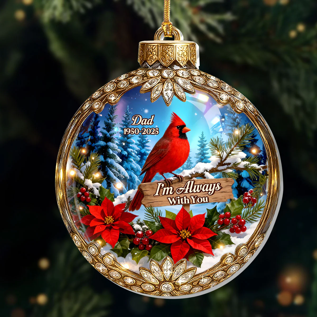 Snowy Cardinal I'm Always With You - Personalized 1-Layer Acrylic Ornament