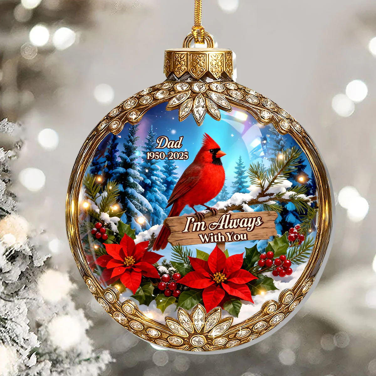 Snowy Cardinal I'm Always With You - Personalized 1-Layer Acrylic Ornament - Image 5