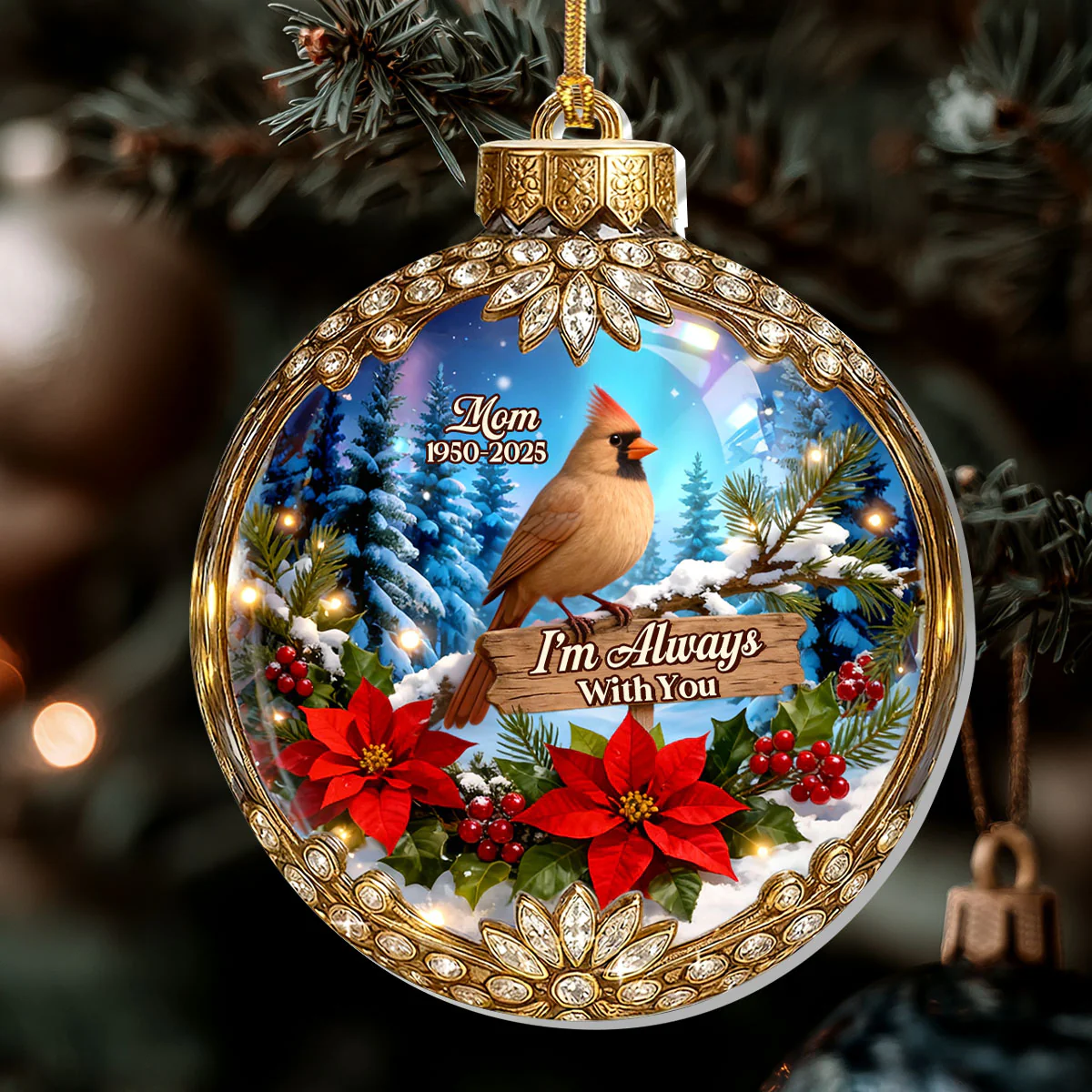 Snowy Cardinal I'm Always With You - Personalized 1-Layer Acrylic Ornament - Image 6