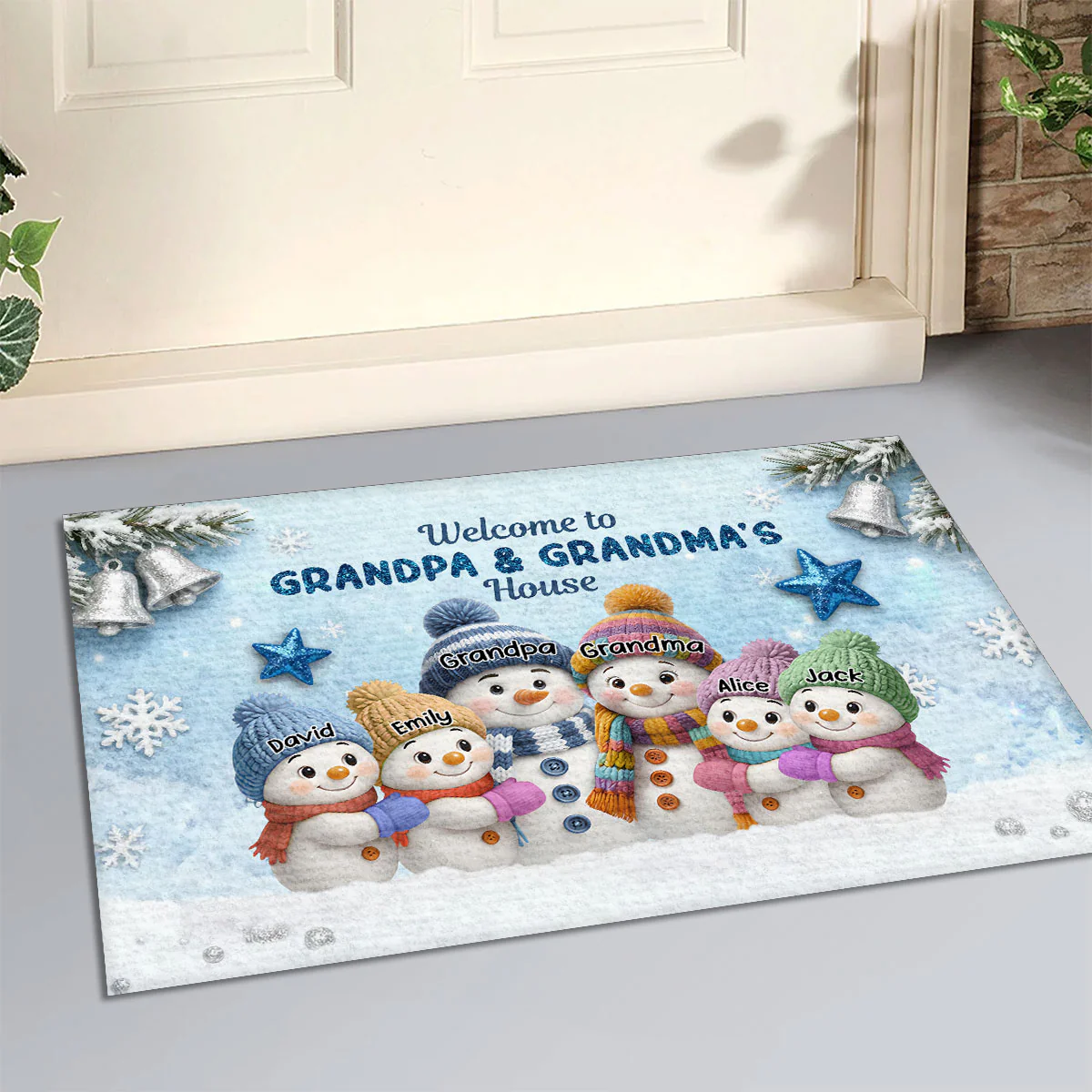 Snowy Grandma & Grandpa's House - Personalized Doormat - Image 3