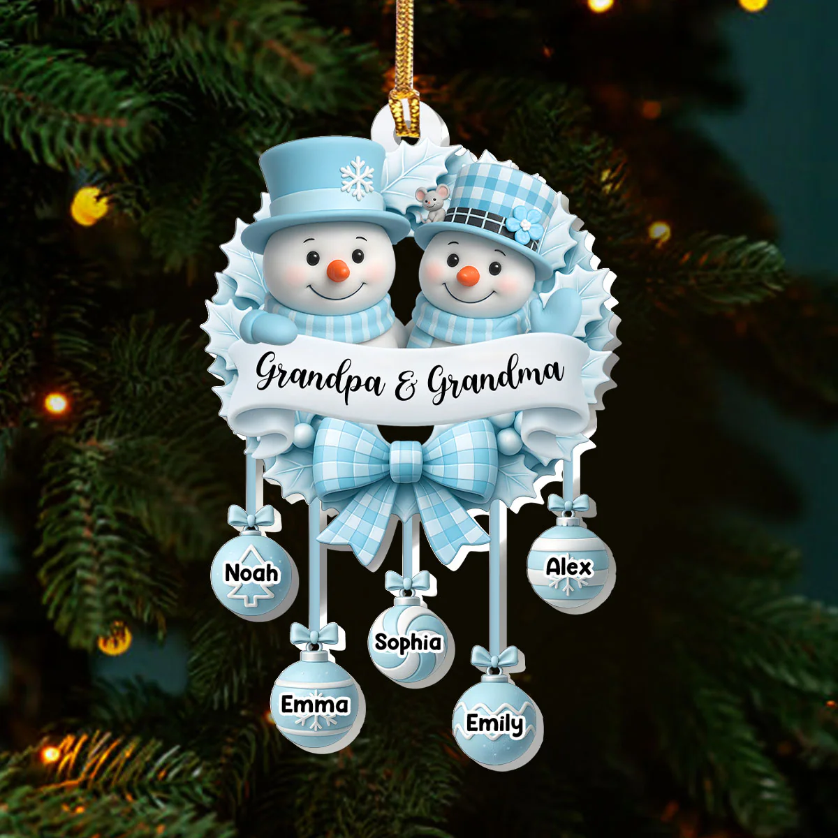 Snowy Grandparents - Personalized 1-Layer Acrylic Ornament - Image 3