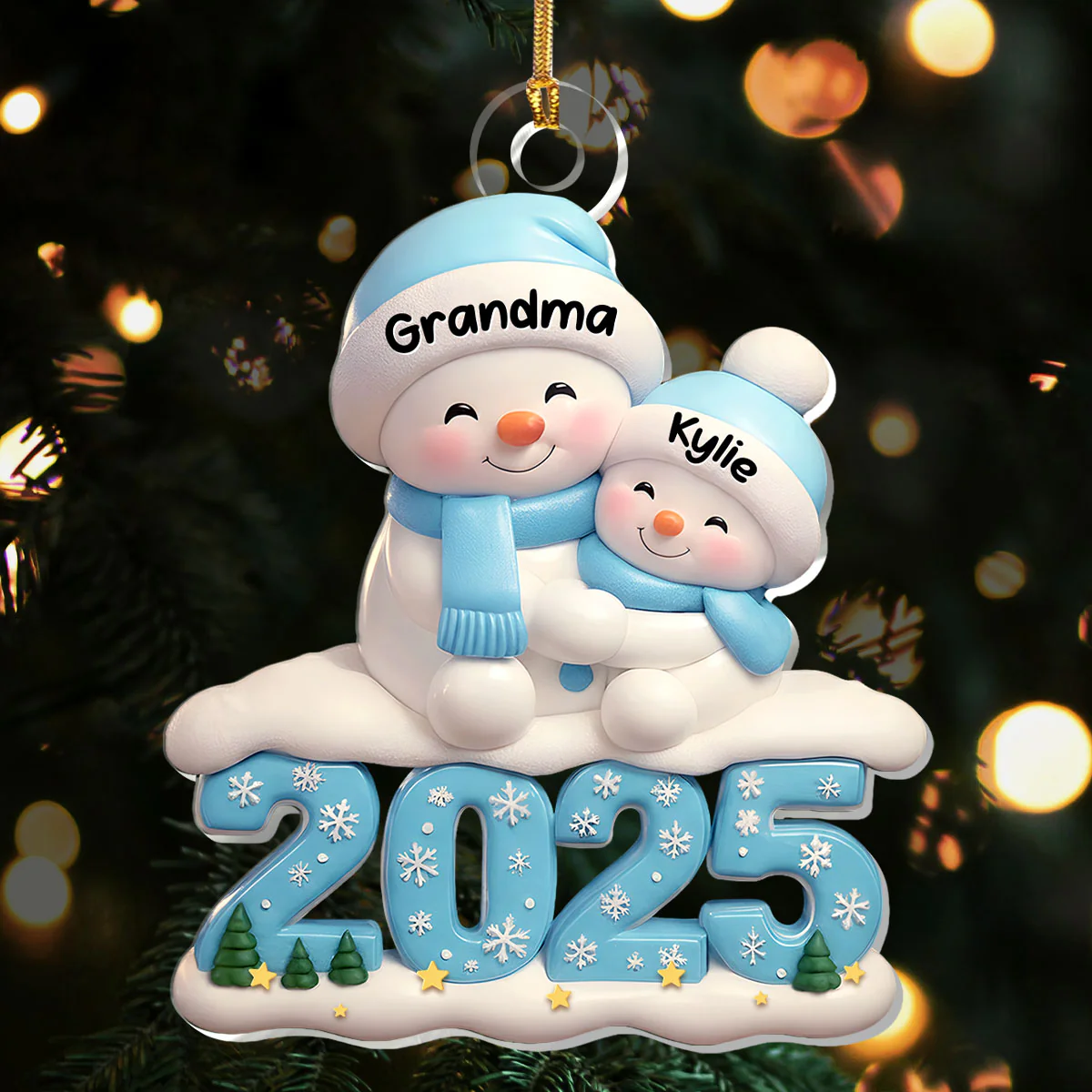 Snowy Hug Grandma & Grandchild - Personalized 1-Layer Acrylic Ornament