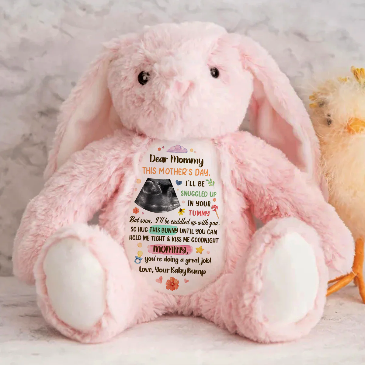 Snuggled in Your Tummy Happy Mother's Day - Personalized Stuffed Bunny - Image 6