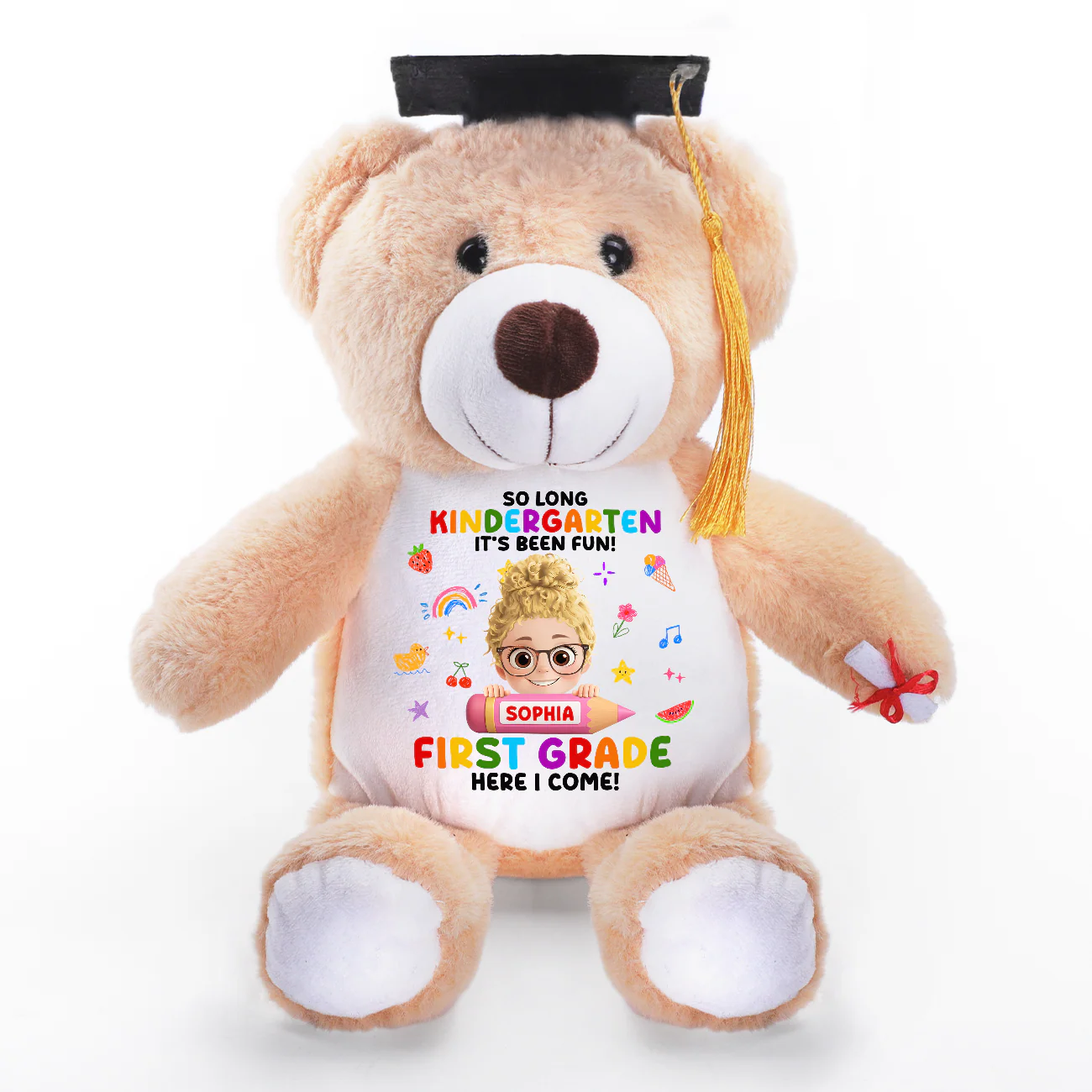 So Long Kindergarten It's Been Fun - Personalized Graduation Teddy Bear