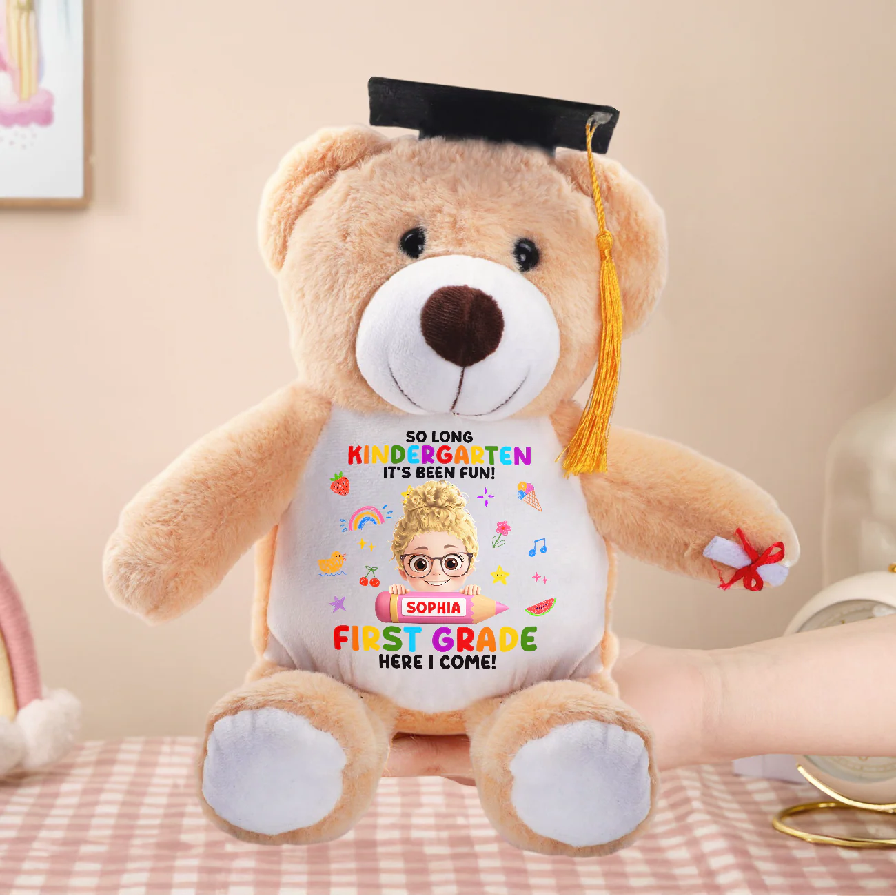 So Long Kindergarten It's Been Fun - Personalized Graduation Teddy Bear - Image 2