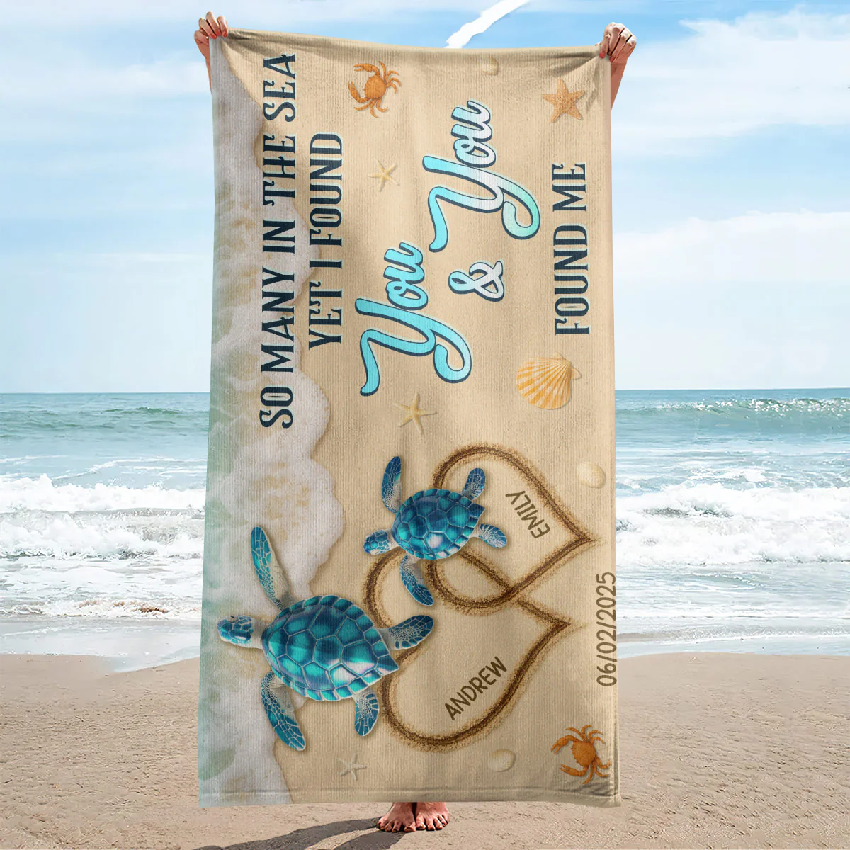 So Many In The Sea Yet I Found You - Personalized Beach Towel - Image 2