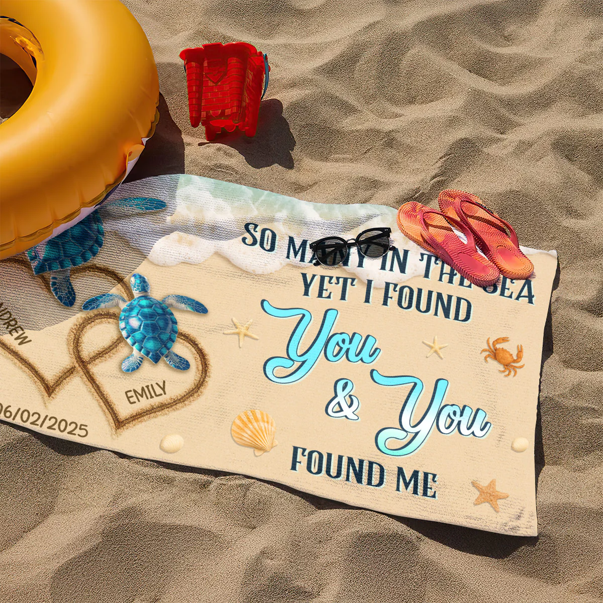 So Many In The Sea Yet I Found You - Personalized Beach Towel - Image 3