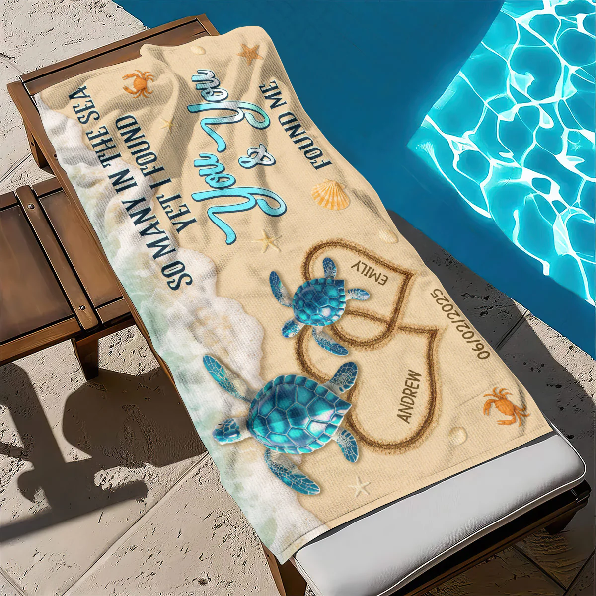 So Many In The Sea Yet I Found You - Personalized Beach Towel - Image 4